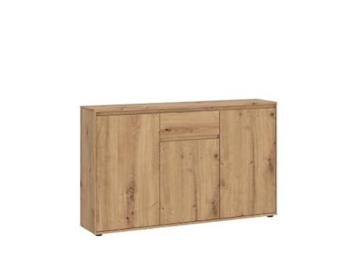 Kommode Zapato 137 cm Sideboard mit 3 Türen und Schublade Artisan Eiche Schmale Wohnzimmer Kommode 35 cm tief als Aufbewahrungsschrank für Flur Schlafzimmer Esszimmer und Büro mit Vollauszug