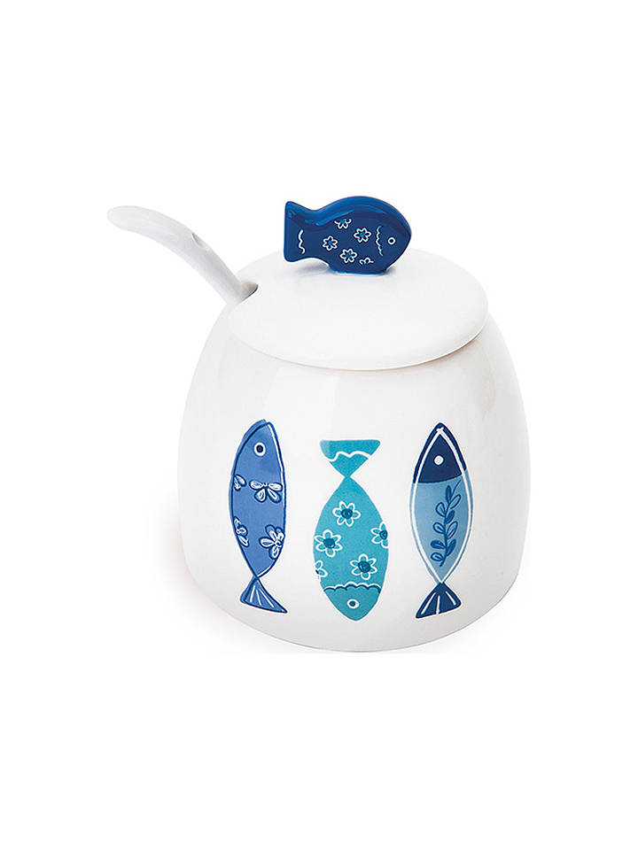 Trendy Kitchen by EXCÉLSA Zuckerdose "Ocean" in Weiß/ Blau - 150 ml - onesize