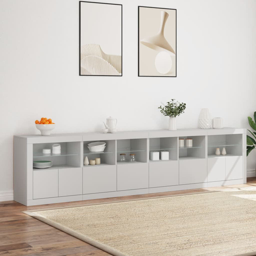 Metro Basilotto Sideboard White 26.4" H x 111.4" W x 14.6" D
