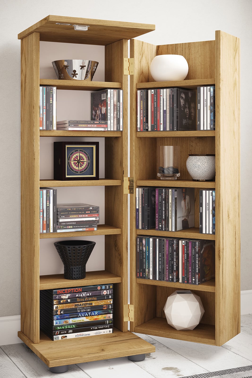 home24 Engalo Afsluitbare Hoekkast, Bruin/Eikenhouten look, Breedte: 31 cm