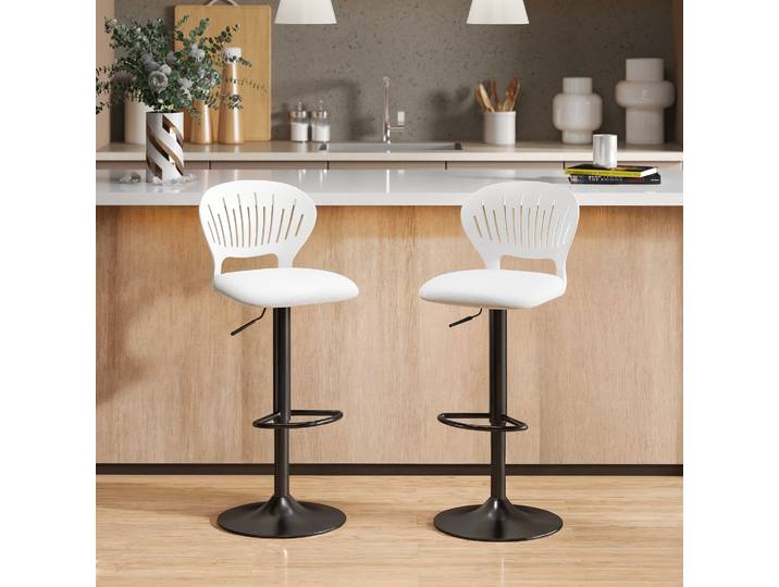 HOMCOM 2 Tabourets Bar Pivotants Réglables 84-105cm Blanc