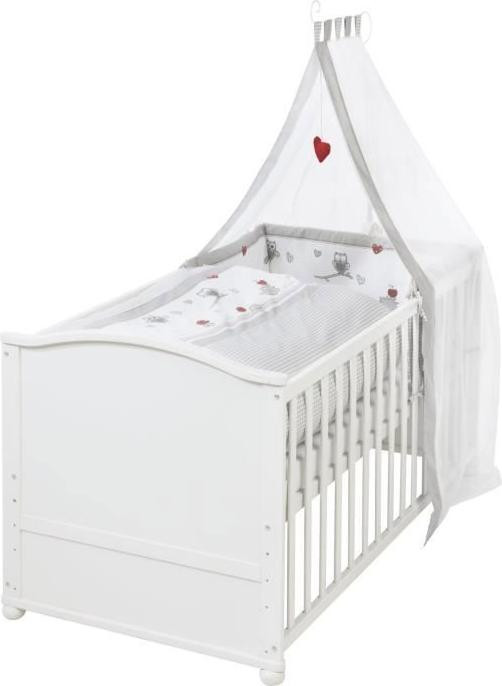 Ombouwbaar babybed Roba Adam et Eule met accessoires, wit, 70 x 140 cm