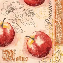Mank Serviette Tissue Malus, 40x40 cm, 100 Stück - Herbst Obst Äpfel