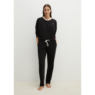Pyjama MARC O'POLO "Mix & Match Cotton", Damen, Gr. M, schwarz, Jersey, Obermaterial: 100% Baumwolle, Homewear-Sets Pyjama, aus Baumwoll-Jersey, mit geometrischen Prints und Streifen-Dessins