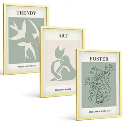BILDER SET 3er Set - 40x60 cm Goldrahmen - Matisses stilvolle Illustrationen