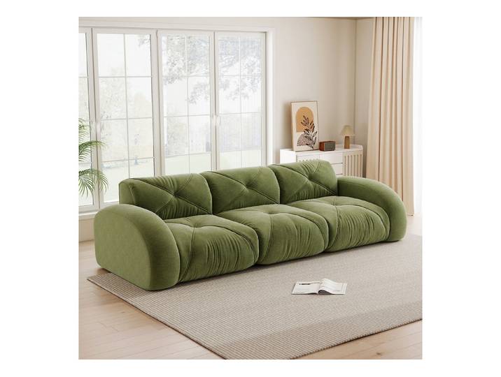 HAUSS SPOLE Loungesofa Rahmenlos Relaxsofa Chenille-Dreisitzer mit rutschfestem Design,Grün