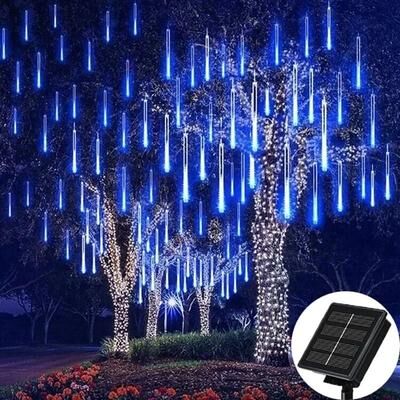 Uplift Essentials Solar Meteor Shower Rain Lights For Garden And Holiday Decoration 30 Cm (11.8 In) 8 tube solar blue