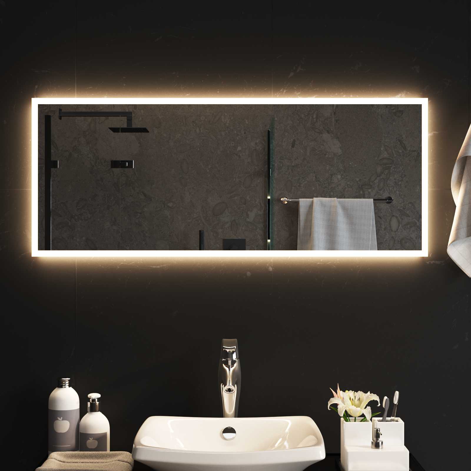 vidaXL Miroir de salle de bain LED avec miroir Transparent 100 x 40 cm