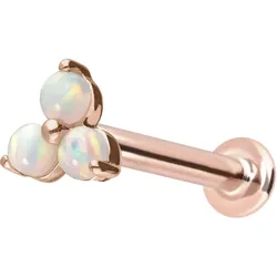 14 Karat Gold Labret mit Innengewinde BLUME + 3 SYNTHETISCHE OPALE