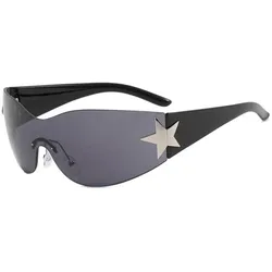 Randlose Sonnenbrille mit Stern-Detail - GRAY