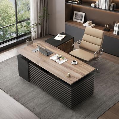 WESOME L-Shaped Executive Desk Adjustable Height with Universal Charging Ports File Cabinets Drawers and Cable Management