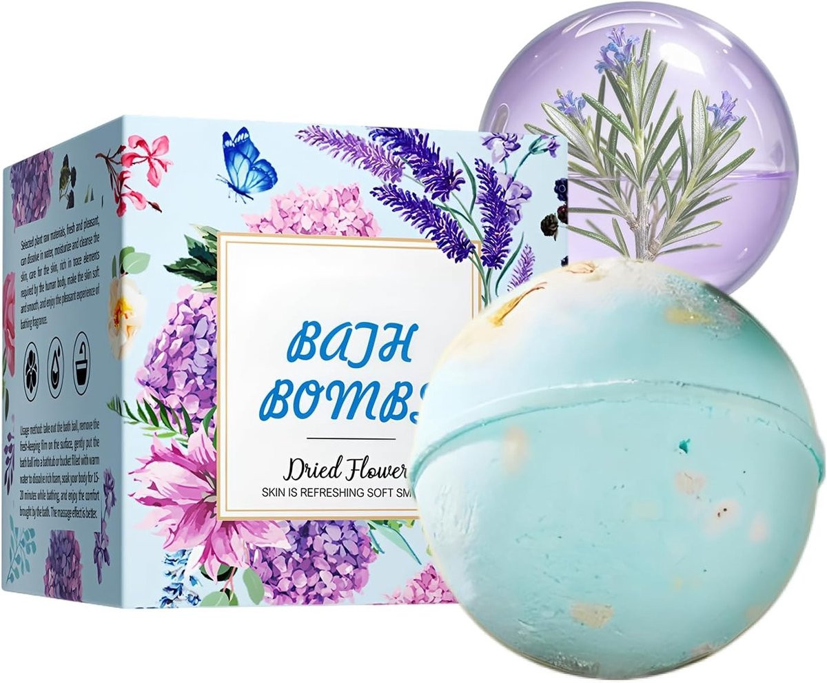Natuurlijke badbommen met gedroogde bloemen voor een hydraterende en reinigende verzorging