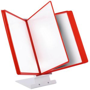 Leviatan Sichttafelsystem 227032, A4, Tischständer, rot, inkl. 10 Sichttafeln