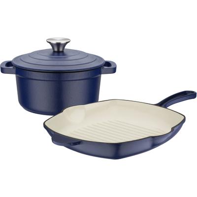 Topf-Set GSW "Blue Magic", blau, 1,6 l, Töpfe, Dunstzapfen im Deckel zum Garen im eigenen Saft, Induktion