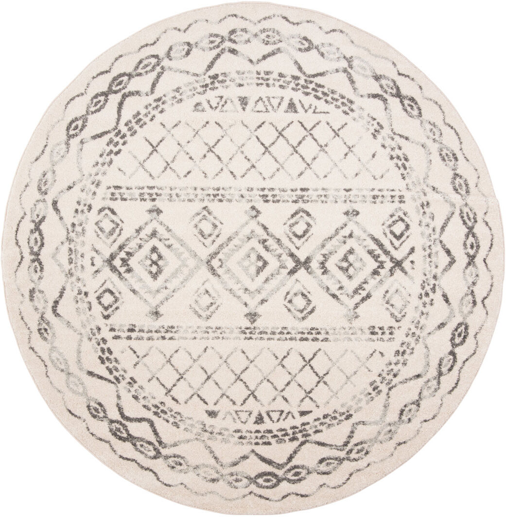 Mistana Canis Geometric Ivory/Grey Rug Ivory/Grey Round 201 cm