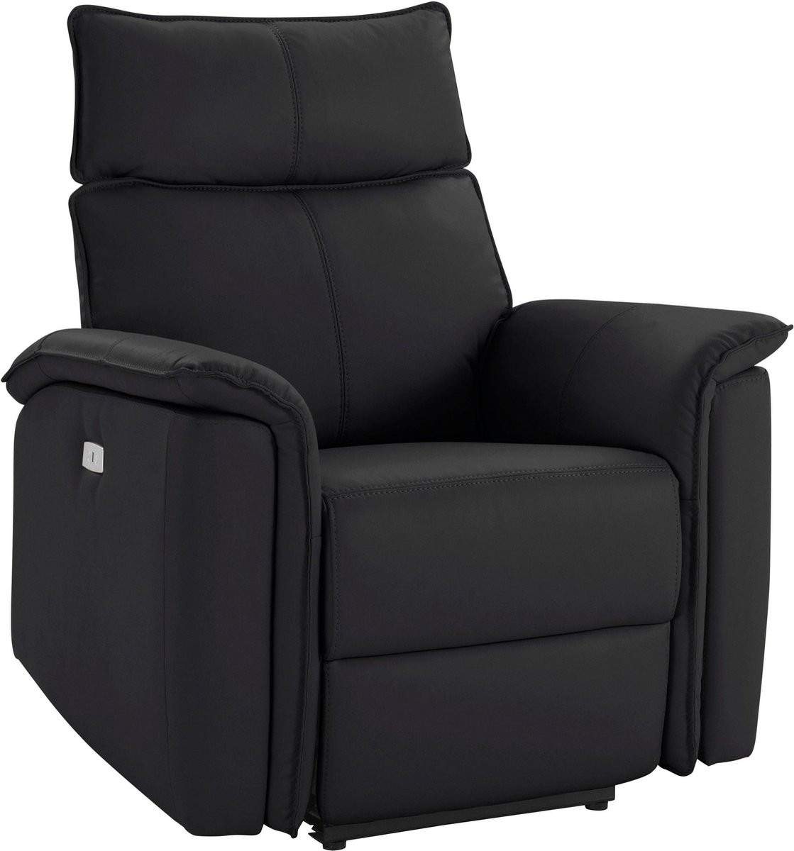 Zola Relaxfauteuil in echt leer Zwart B/D/H: 100 x 87 x 88 cm