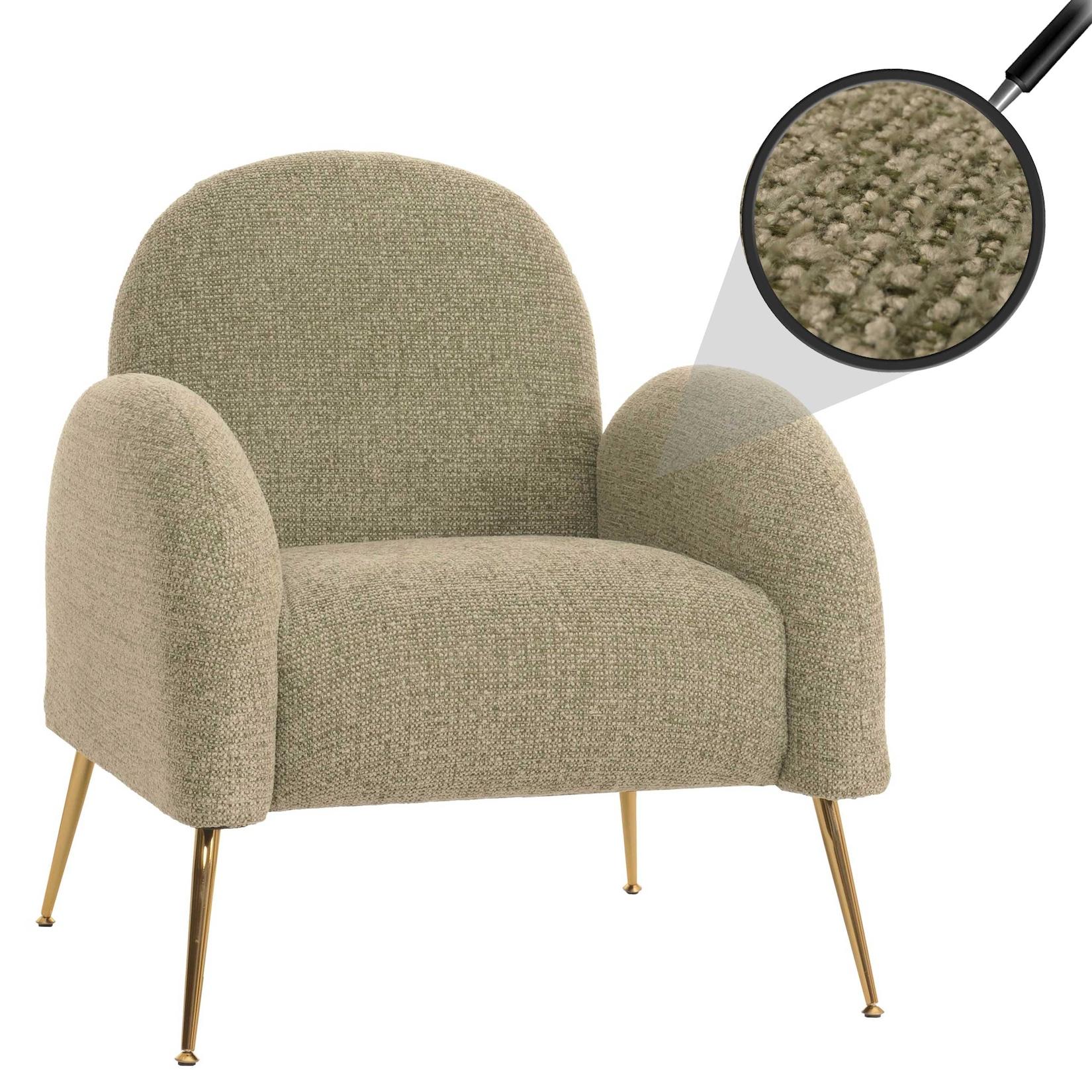 Lounge-Sessel MCW-N69, Cocktailsessel Sessel, Retro Nosagfederung Stoff/Textil Chenille ~ hellgrün