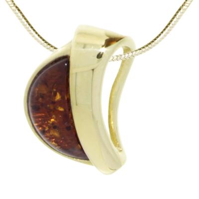 Kette mit Anhänger OSTSEE-SCHMUCK "- Gleiter-Lale - Silber 925/000, vergoldet - Bernstein" Gr. 45, gold (goldfarben, gelb), Schmuck_Sets, Damen, 45, Silber 925 (Sterlingsilber)