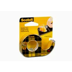 3M Scotch Doppelseitiges Klebeband im Einweg-Handabroller mit 1 Rolle 12 mm x 6,3 m