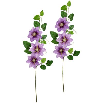 Kunstblume I.GE.A. "Clematisranke Waldrebe", lila (violett), B:14cm H:80cm L:9cm, Polyester, Kunstpflanzen, Zweig Einzelblume Stielblume, 2er Set