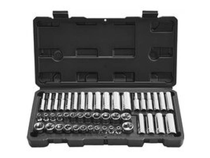 VEVOR Steckschlüsselsatz 46-tlg. 6,4 mm Antrieb, SAE- und metrische Größe, tief und Standard, Mechaniker-Werkzeugsatz mit Aufbewahrungskoffer, verchromter CR-V-Legierungsstahl, für Autoreparatur