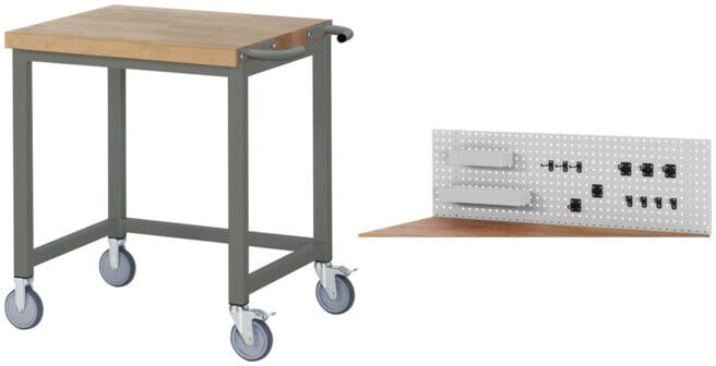 Set STIER Fahrbare Werkbank Premium BxTxH 750x700x880mm + Lochplatte BxTxH...
