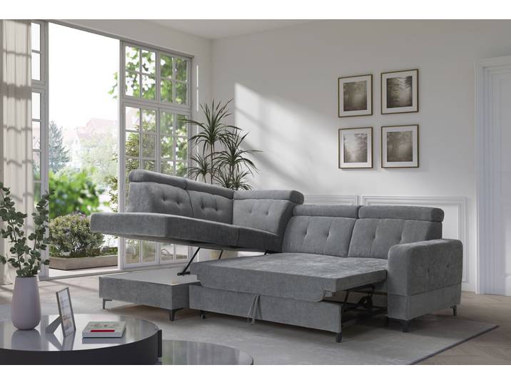 Ecksofa EXXPO - SOFA FASHION Monte, Kopfteile verstellbar, optional mit Bettfunktion & Bettkasten , grau (anthrazit), B:254cm H:100cm T:182cm, Sofas, Ecksofa, L- Form, mit Kopfteilverstellung, optional Bettfunktion und Bettkasten