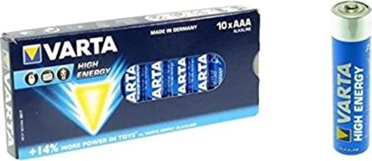 Varta High Energy Micro AAA 1,5V 1220mAh LR03 batterij, 10 stuks