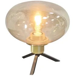 Tischlampe Nachtischleuchte Tischleuchte messing Glas Leselampe amber H 22 cm