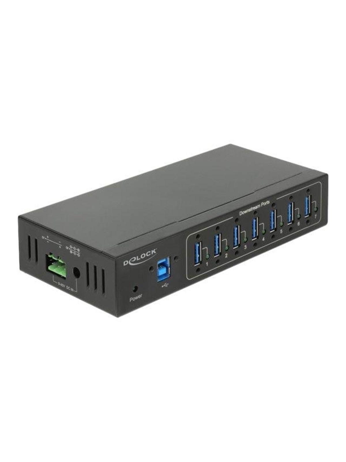 DeLOCK External Industry Hub 7 x USB 3.0 Type-A with 15 kV ESD protection USB-Hubs - USB 3.2 - 7 - Schwarz