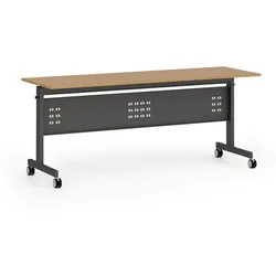 Mobiler Schreibtisch PRIMO MOBI, 180x60 cm, schwarzes Metallgestell, Buche
