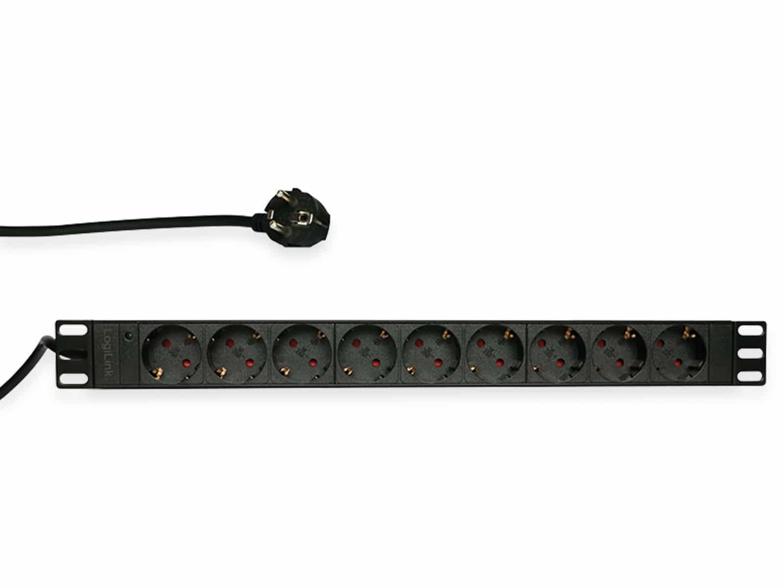 LogiLink 19 inch stekkerdoos met 9 stopcontacten type CEE7/3, zwart