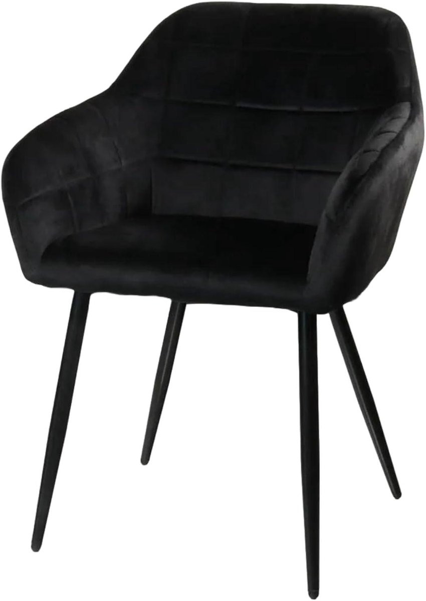 Eetkamerstoel met armleuning - Velvet - Zwart