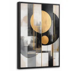 LEINWAND Bilder mit Rahmen - Abstrakt - Gold - Silber - Formen - Ästhetisch - Modern - 40x60