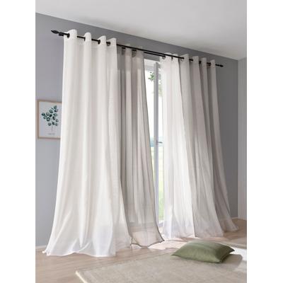 Gardine HEINE HOME Gr. 4, beige, B:135cm H:245cm, Polyester, Gardinen, Gardine