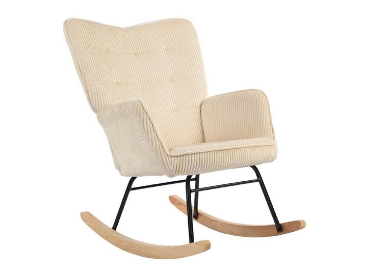 FELIXLEO Schaukelstuhl Vintage Schaukelstuhl,geschwungene Kufen,dicke Polsterung, Buchenholz