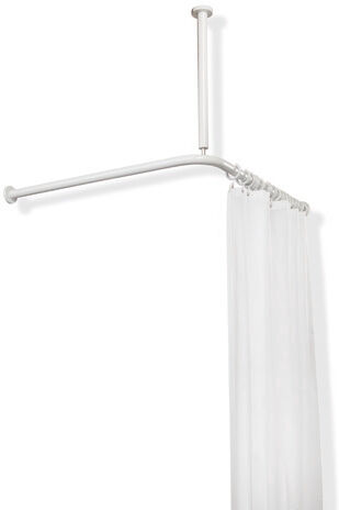 Hewi 801 tringle à rideaux 801.34.146233 900 x 900 mm, 18 anneaux de rideau, rubinrot , avec suspension au plafond et rideau de douche