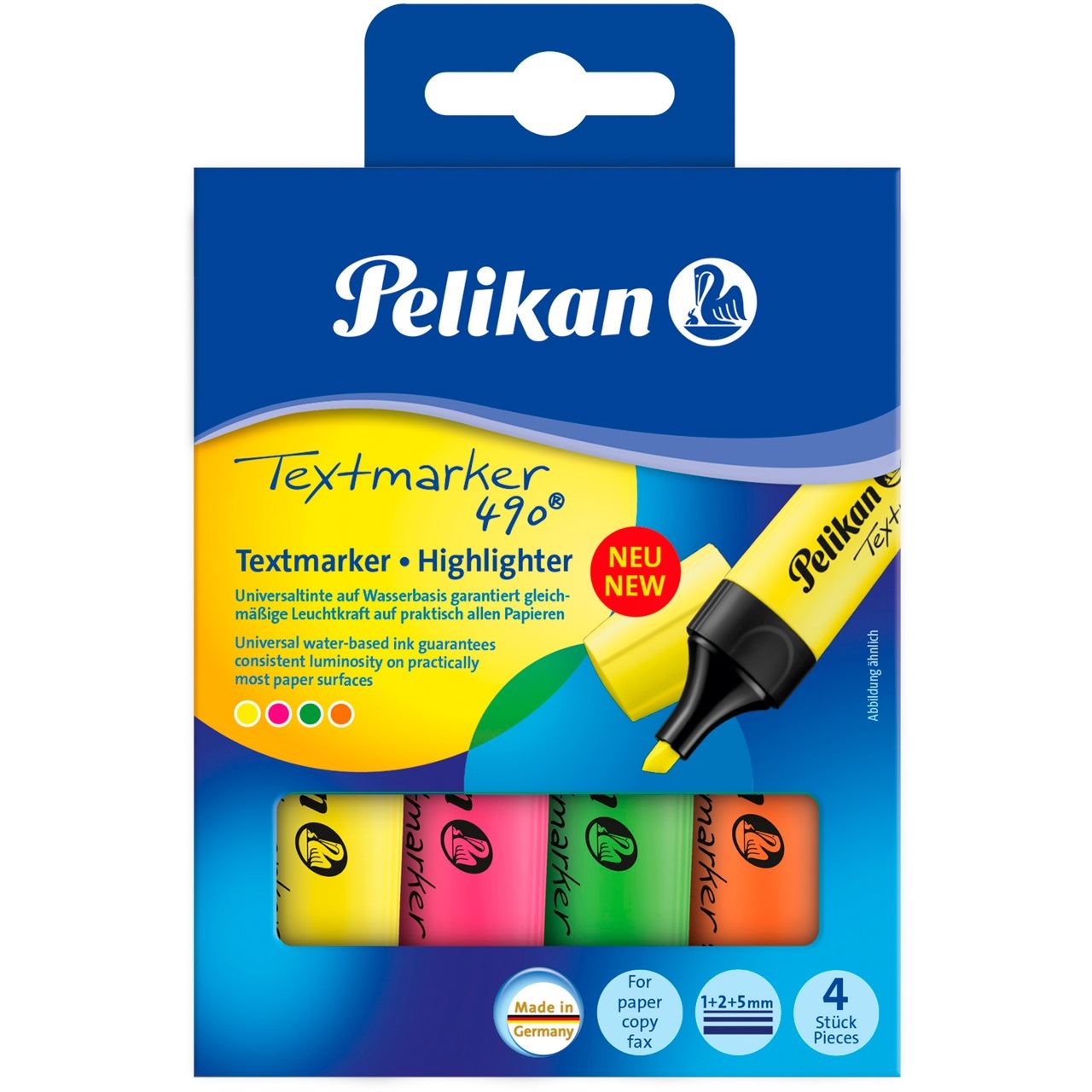 Pelikan Textmarker 490, 4er Etui, farbig sortiert