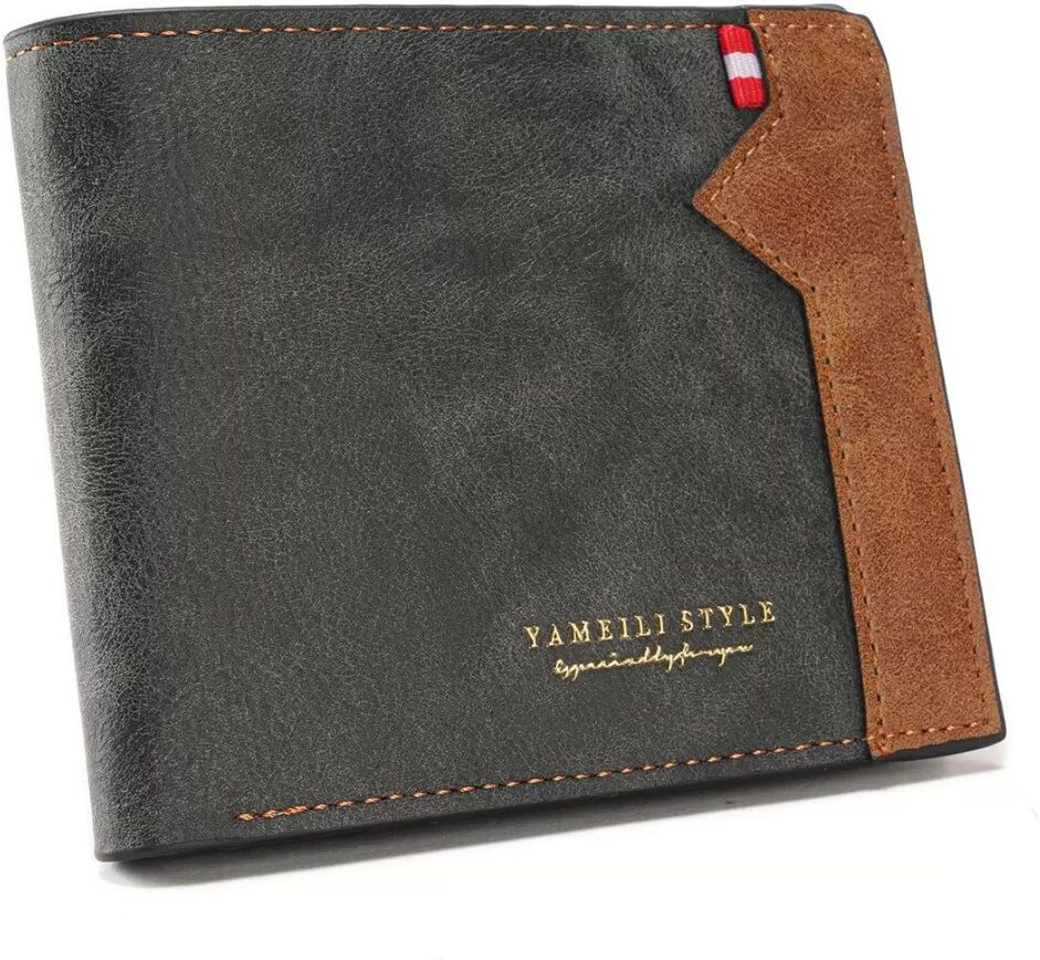 INF Kurze Herrenbrieftasche, schlanke Brieftasche mit zwei Falten und Kartenfach Schwarz