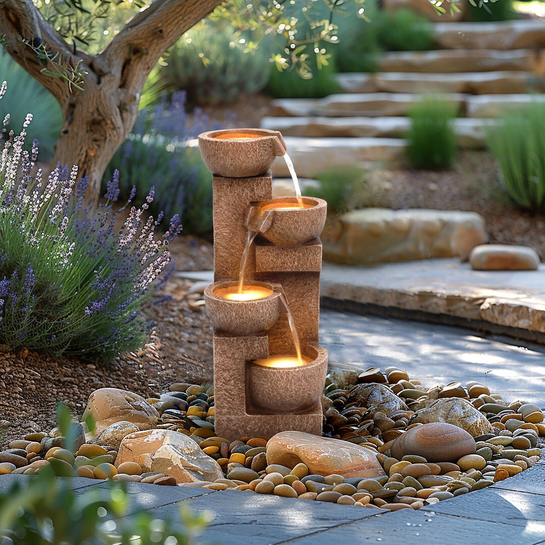 Charles Bentley Danube Cascading Water Feature - Mains Powered Brown 54.5cm H X 26.5cm W X 26.5cm D