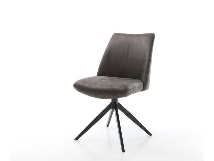 Chaise pivotante Elso Flex microvelours anthracite vintage pied croisé large noir pivotement sur 360° fonction bascule ressorts ensachés