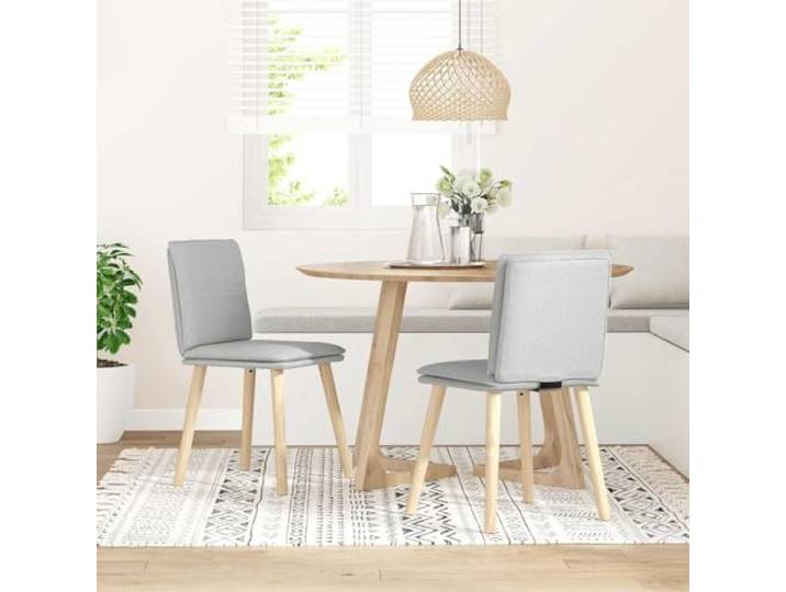 HKLGBVCR 2 Esszimmerstühle, Wolkengrau, aus Stoff Massives Gummibaumholz, dicke Schaumstoffpolsterung, weiches Polyestergewebe, für Esszimmer und Wohnzimmer
