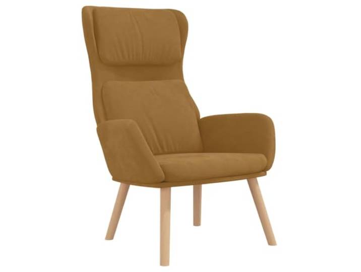 Fisinber Relaxsessel Braun Samt Polstersessel mit Holzbeinen Dicke Schaumstoffpolsterung und weicher Bezug schaffen eine gemütliche Ruhezone im Wohnzimmer oder Schlafzimmer.