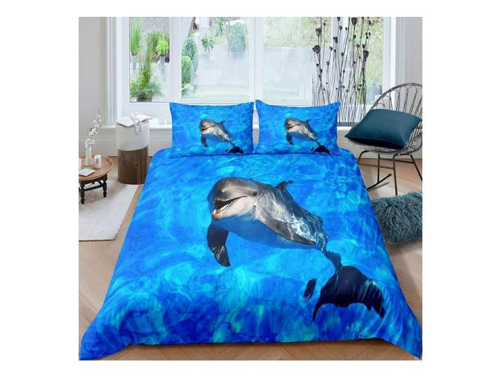LuxusKollektion Kinderbettwäsche Bettwäsche Set Delphin 155x220cm Kinder Ozean