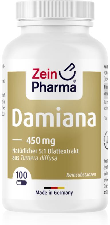 ZeinPharma Damiana 450 mg Nahrungsergänzungsmittel für Ihr Wohlbefinden 100 Kapseln