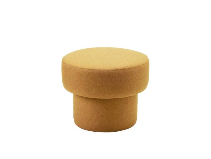 Pouf en laine jaune ø35xø45xh36 cm