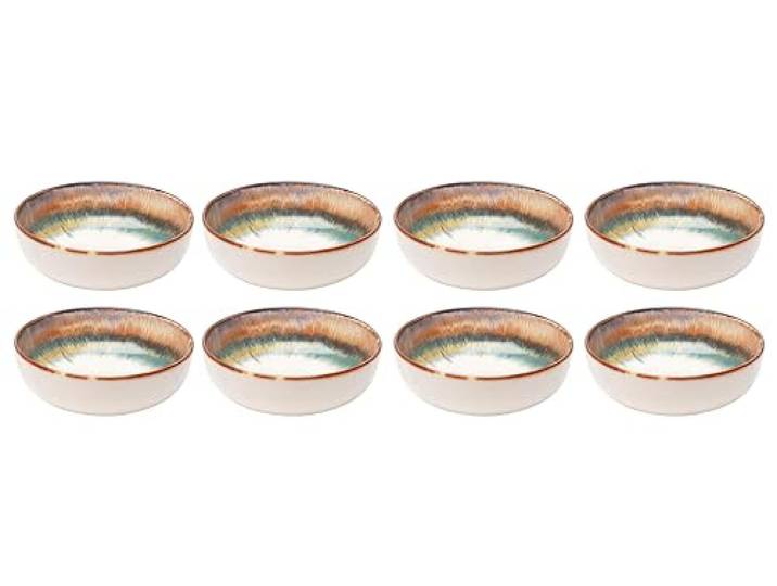 Kare Design Schüssel Laguna, Geschirr-Set, 8-teilig, Blau, 1000ml, 18cm Durchmesser, Spülmaschinengeeignet, Mikrowellengeeignet, Essteller-Set, Steingut