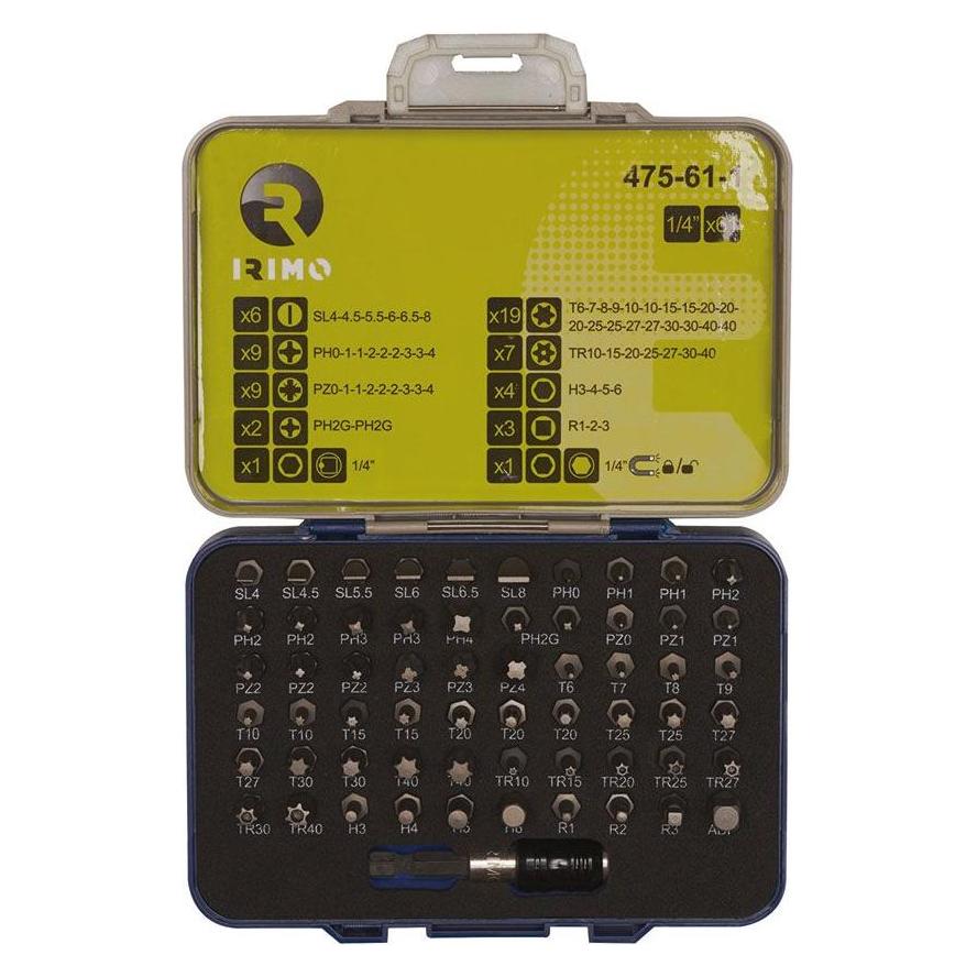 Irimo 61 Phillips adapter bitsa / bitsholder (Innensechskant, Innenvierkant, Kreuz Phillips PH, Kreuz Pozidriv PZ, Schraubschlitz) (475-61-1)