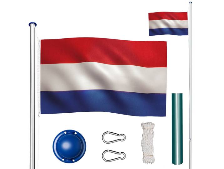 Mât de drapeau en aluminium à hauteur réglable - Pays-Bas