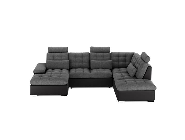 Ecksofa mit Schlaffunktion SORAYA links anthrazit/schwarz